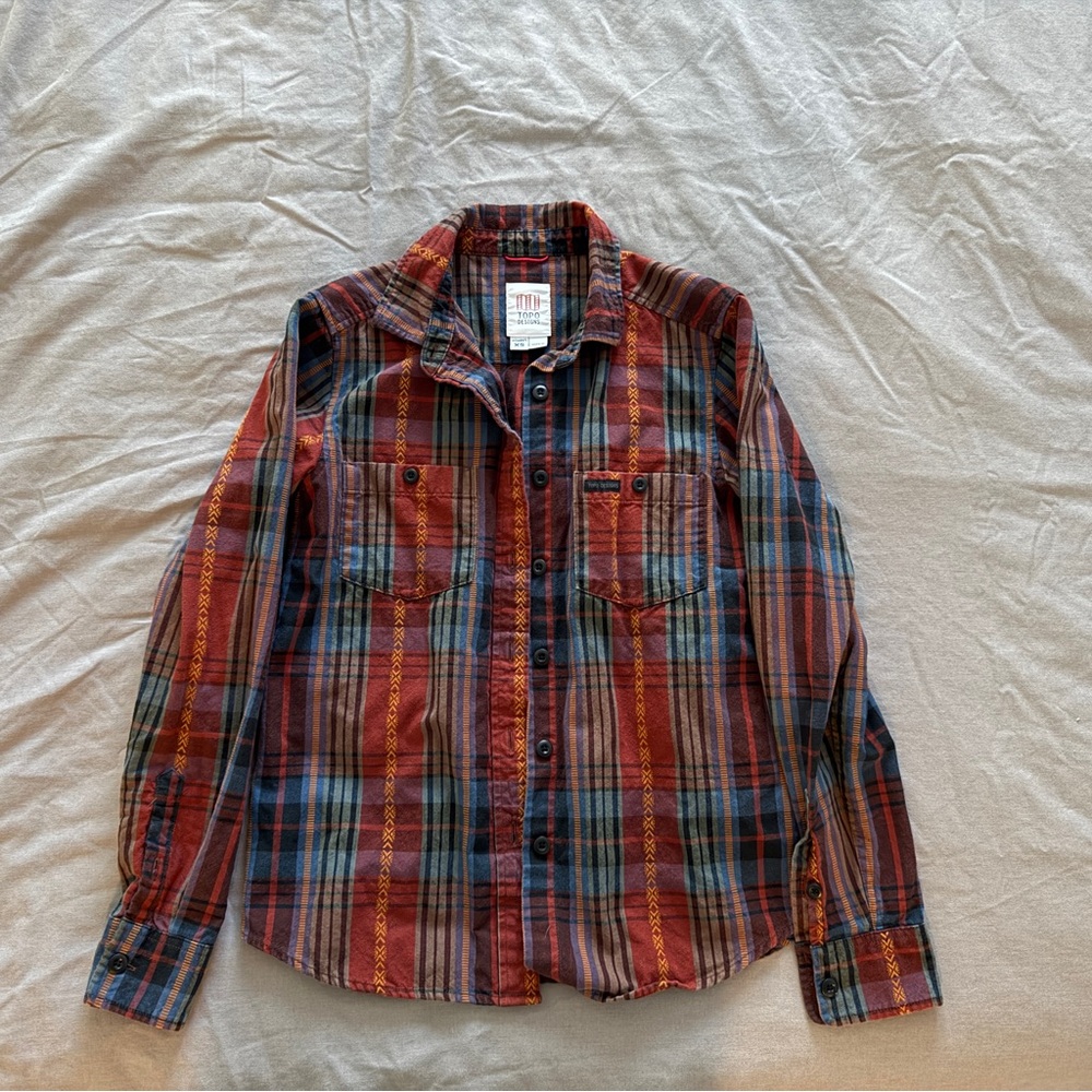 Topo Designs Red and Blue Plaid Button Down Shirt